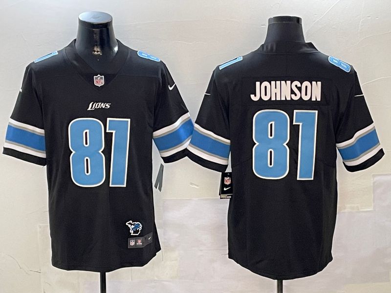 Men Detroit Lions 81 Johnson Black Second generation 2024 Nike Limited NFL Jersey style 2